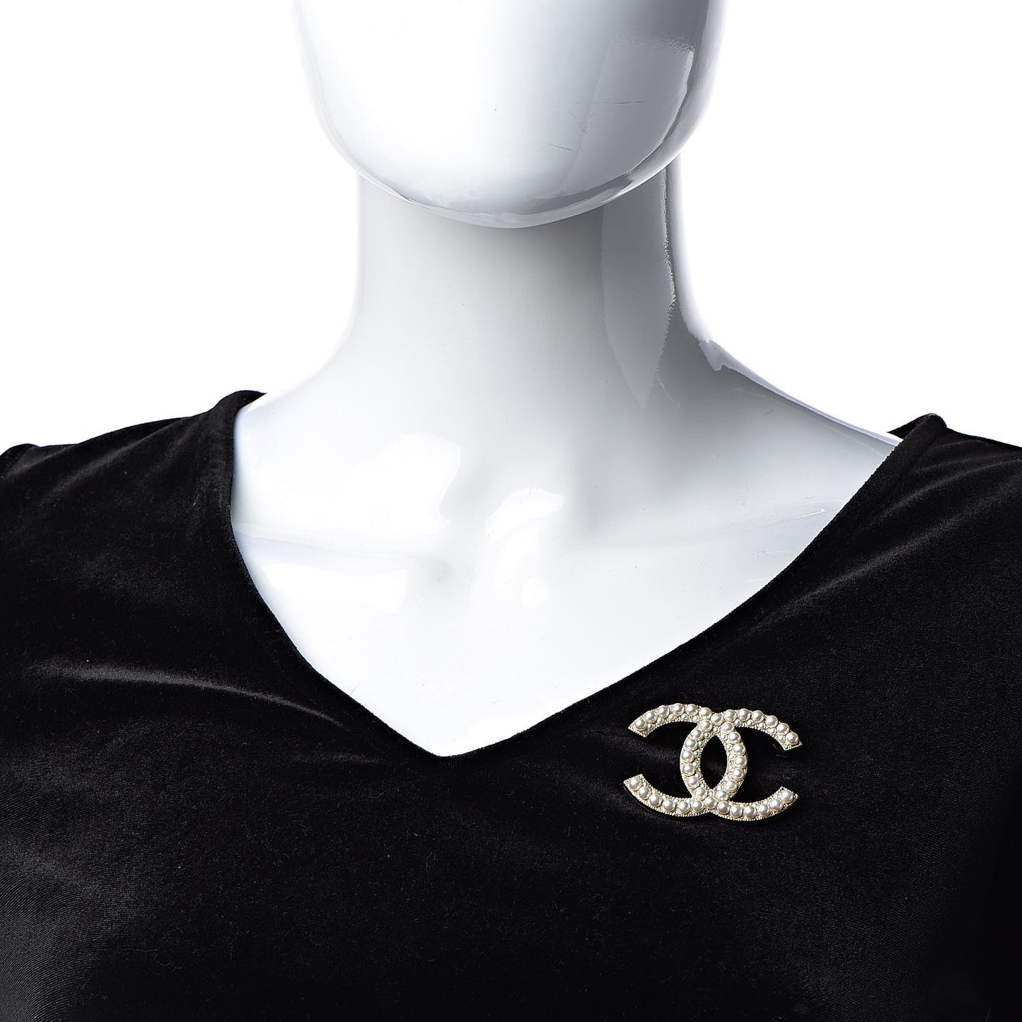 Pearl CC Brooch Gold