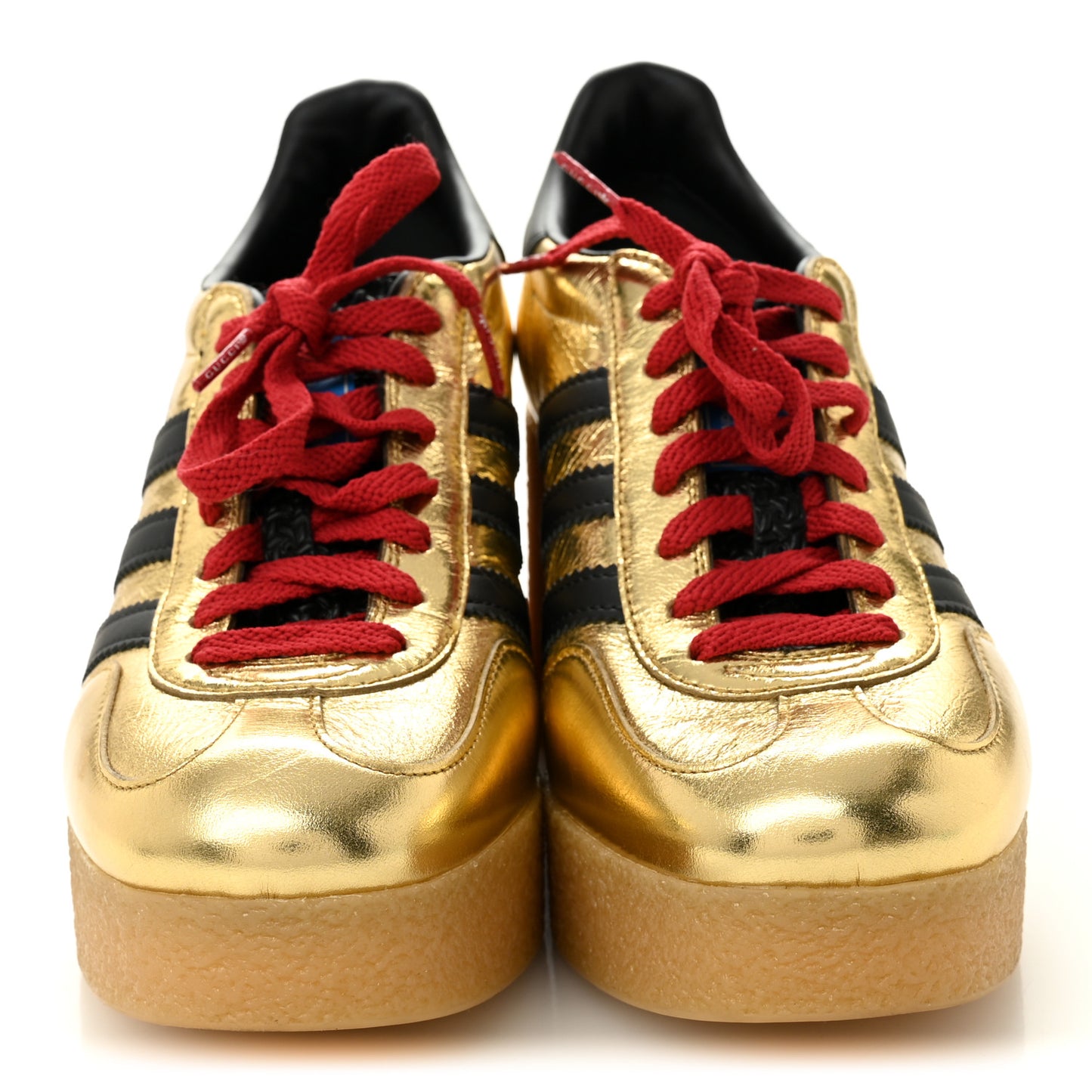 X ADIDAS Ginza Calfskin Demetra Gazelle Wedge Sneakers 39.5 King Gold Black