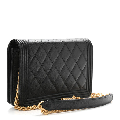 Chanel Caviar Quilted Boy Wallet On Chain WOC Black 2 of 9