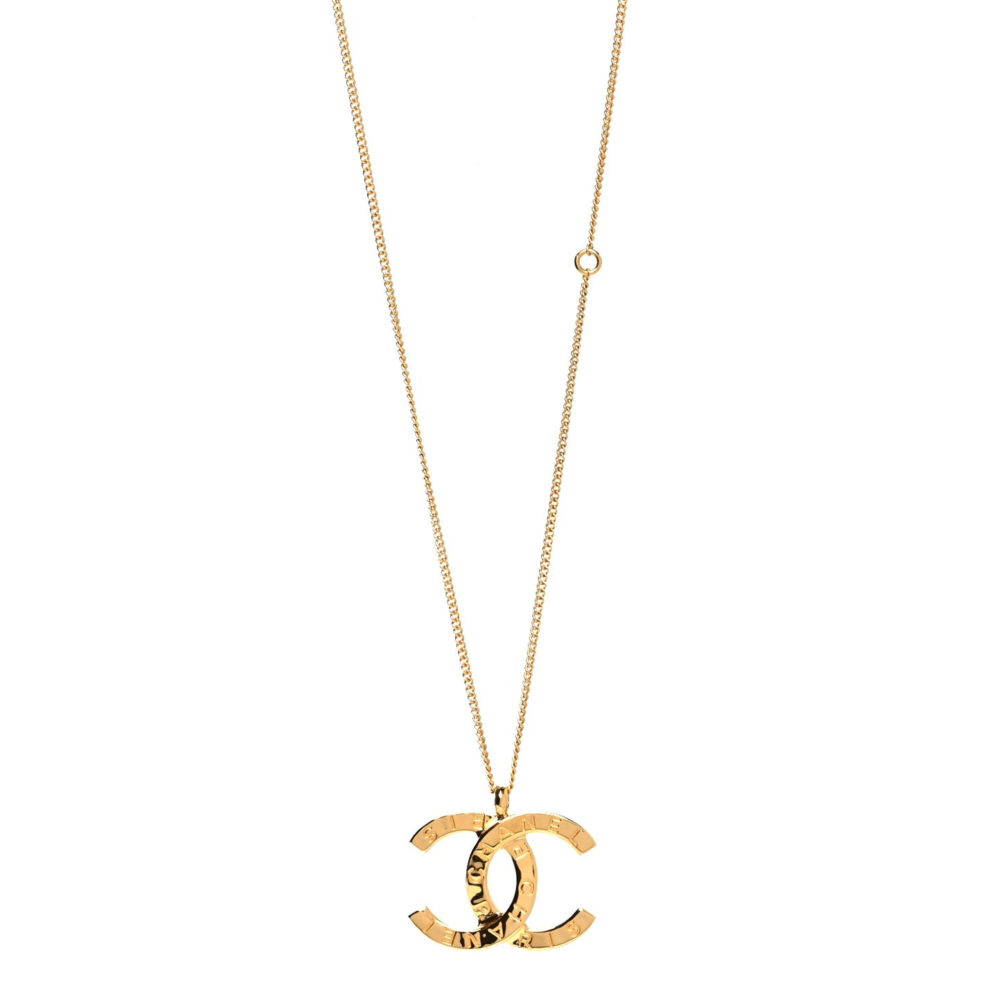 Metal CC Paris Button Necklace Gold