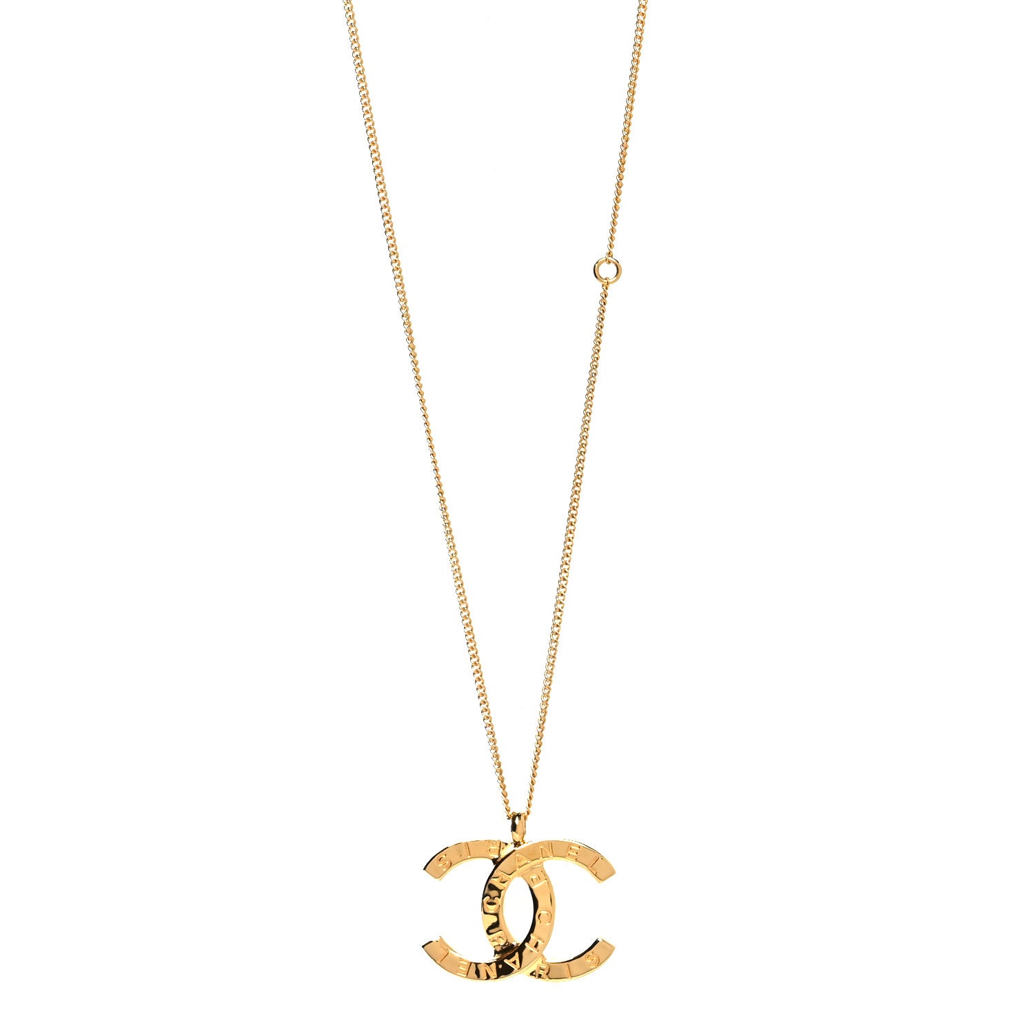 Chanel Metal CC Paris Button Necklace Gold 1 of 5