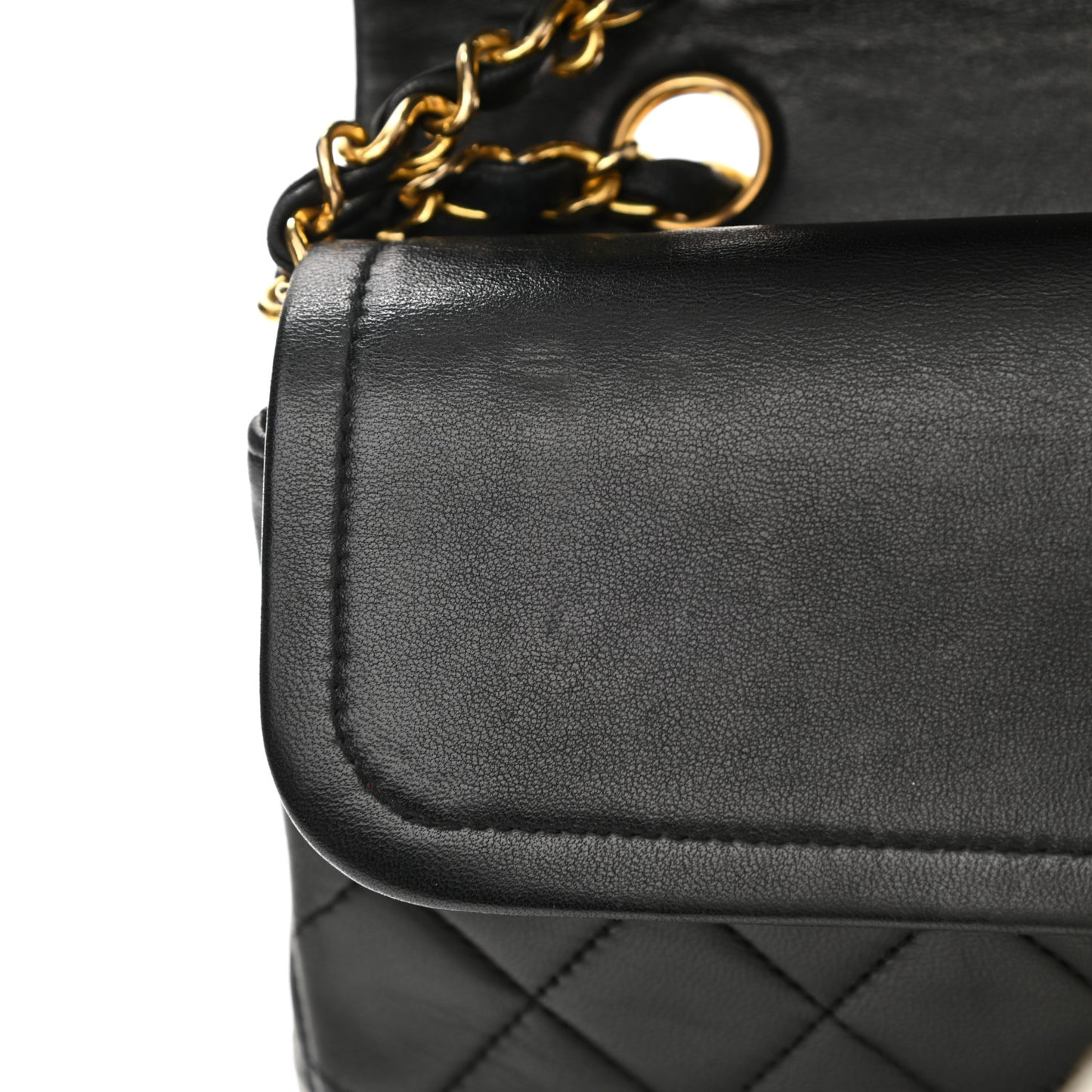 Lambskin Quilted Medium Double Flap Black