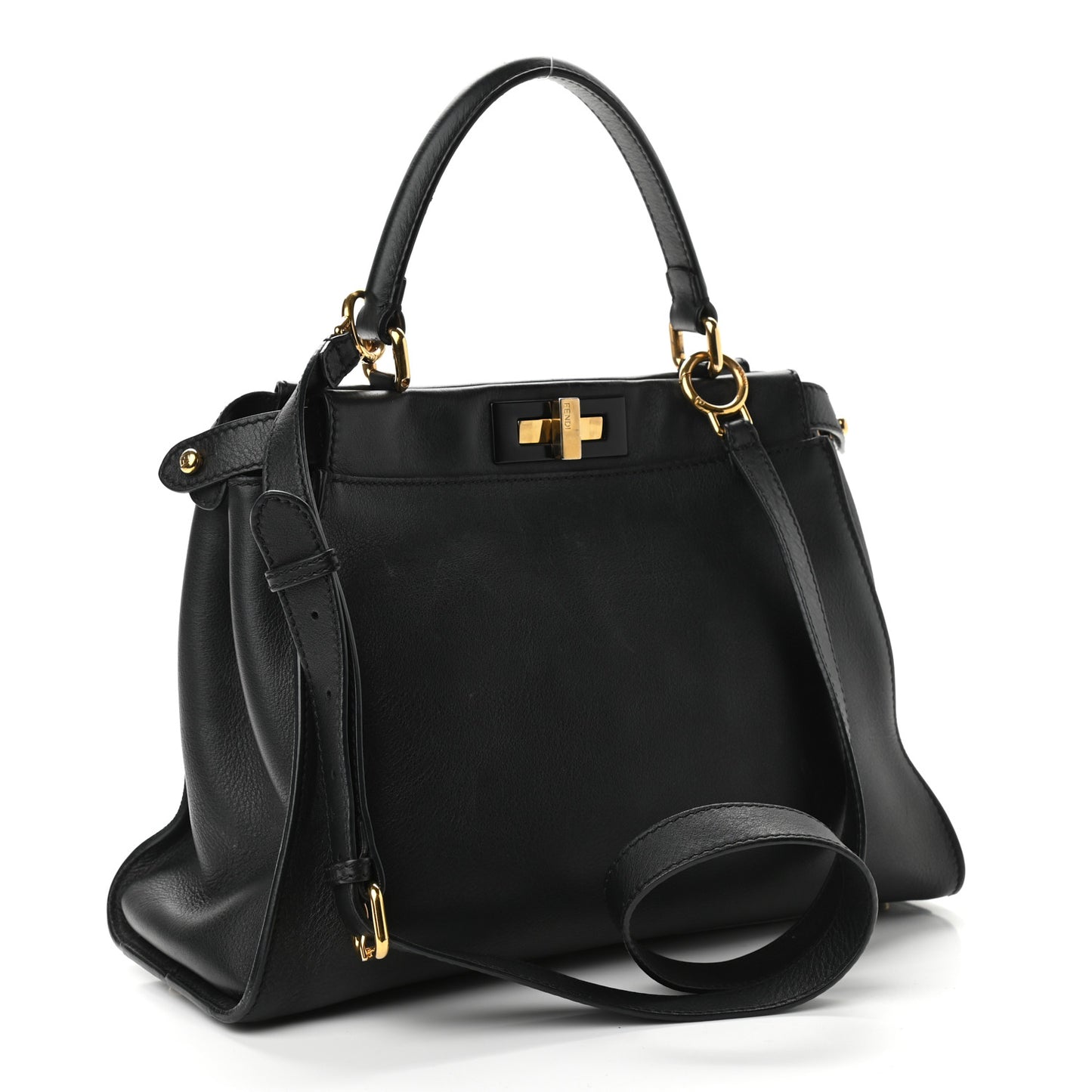 Vitello Seta Shiny Nappa Medium Peekaboo Iconic Satchel Black