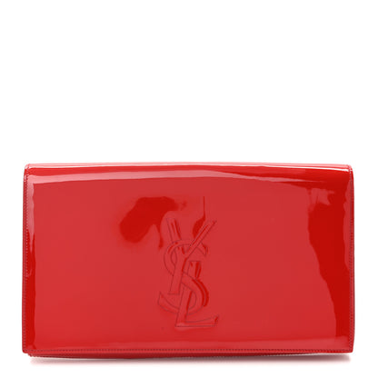 Saint Laurent Patent Monogram Large Belle De Jour Clutch Red 1 of 10
