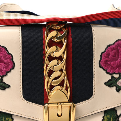 Gucci Calfskin Embroidered Small Sylvie Shoulder Bag White 9 of 11