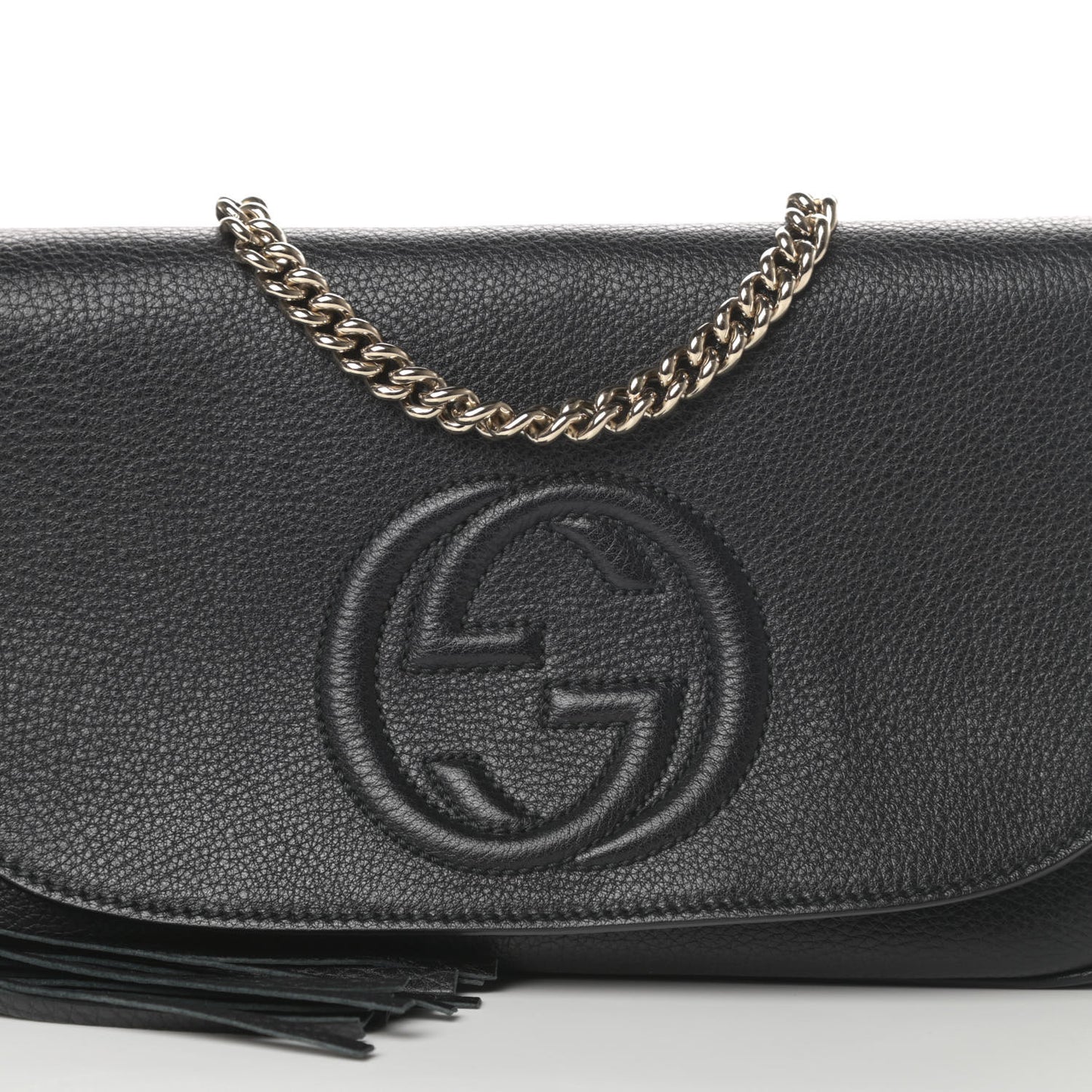 Pebbled Calfskin Medium Soho Flap Crossbody Black