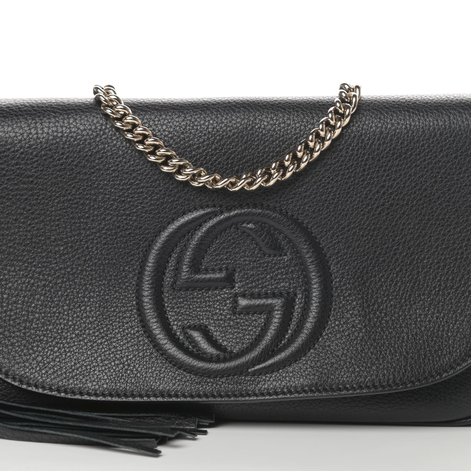 Gucci Pebbled Calfskin Medium Soho Flap Crossbody Black 8 of 12