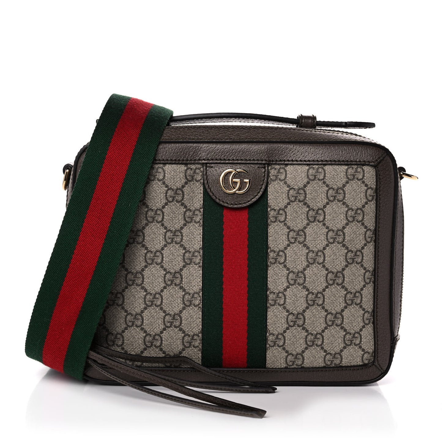 GG Supreme Web Small Ophidia Top Handle Shoulder Bag Brown