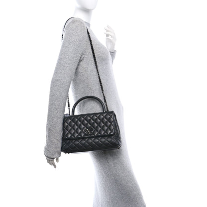 Chanel Caviar Quilted Small Coco Handle Flap So Black 2 of 13