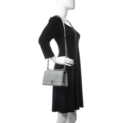 Christian Dior Metallic Patent Micro-Cannage Small Diorama Flap Bag Silver 2 of 12