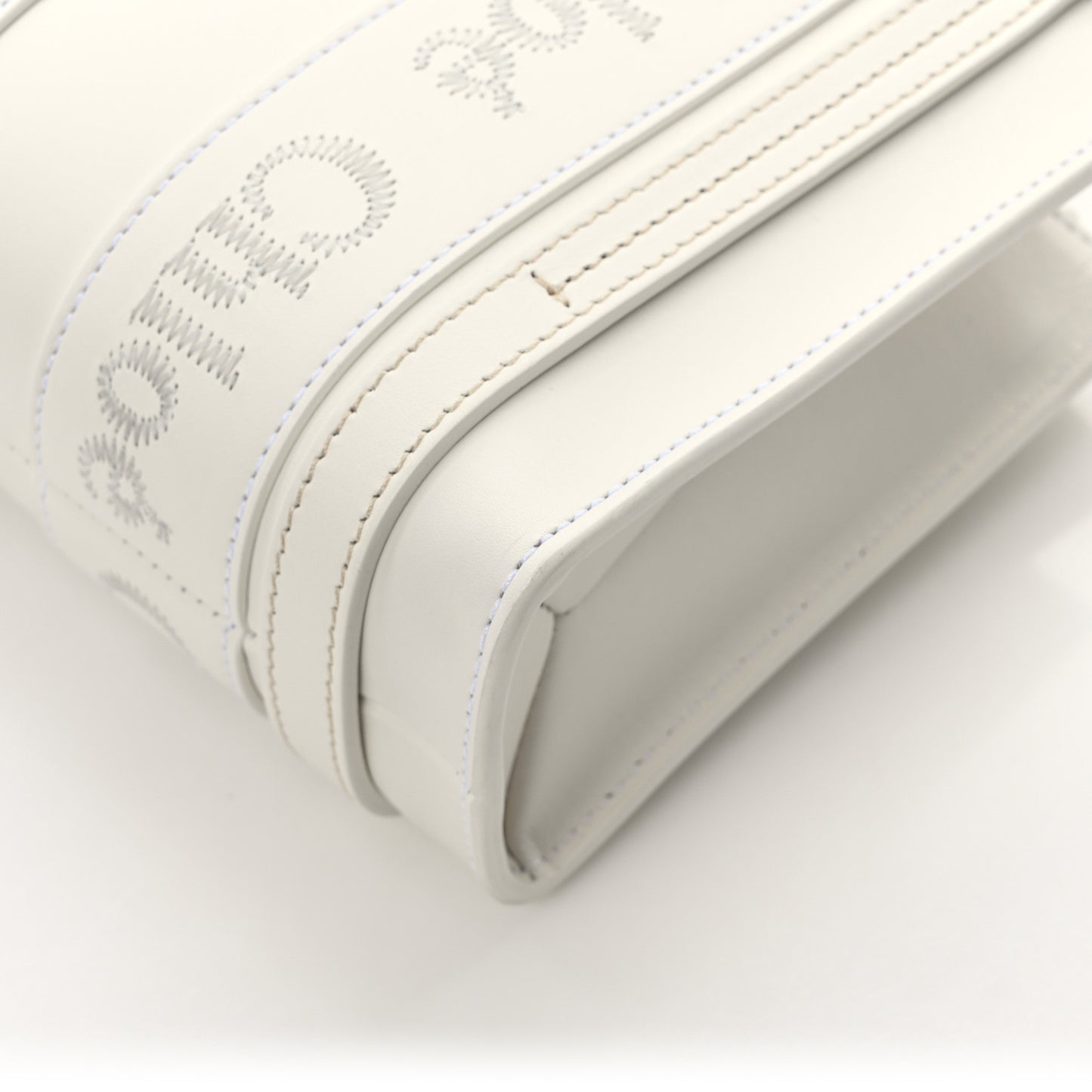 Calfskin Mini Woody Ribbon Tote White