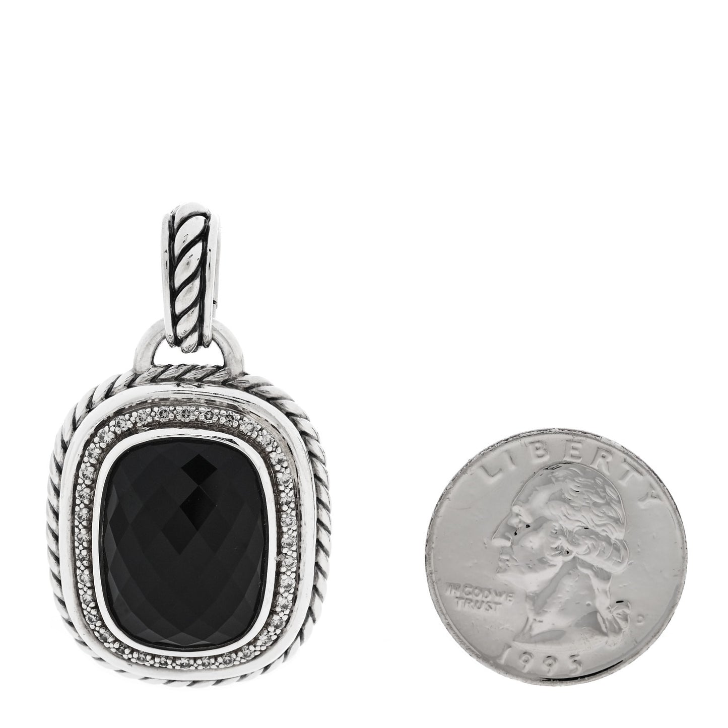 Sterling Silver Diamond Black Onyx 22mm Albion Pendant