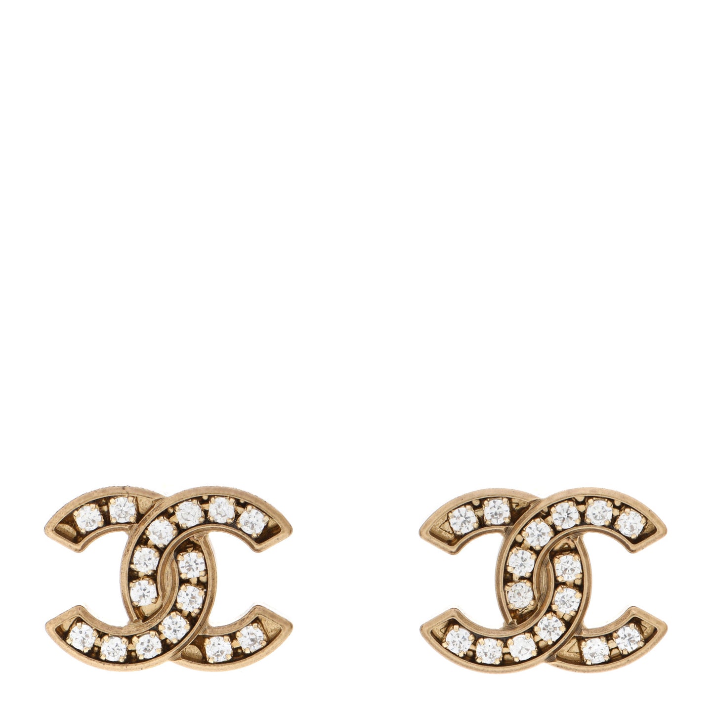 Matte Metal Crystal CC Earrings Gold