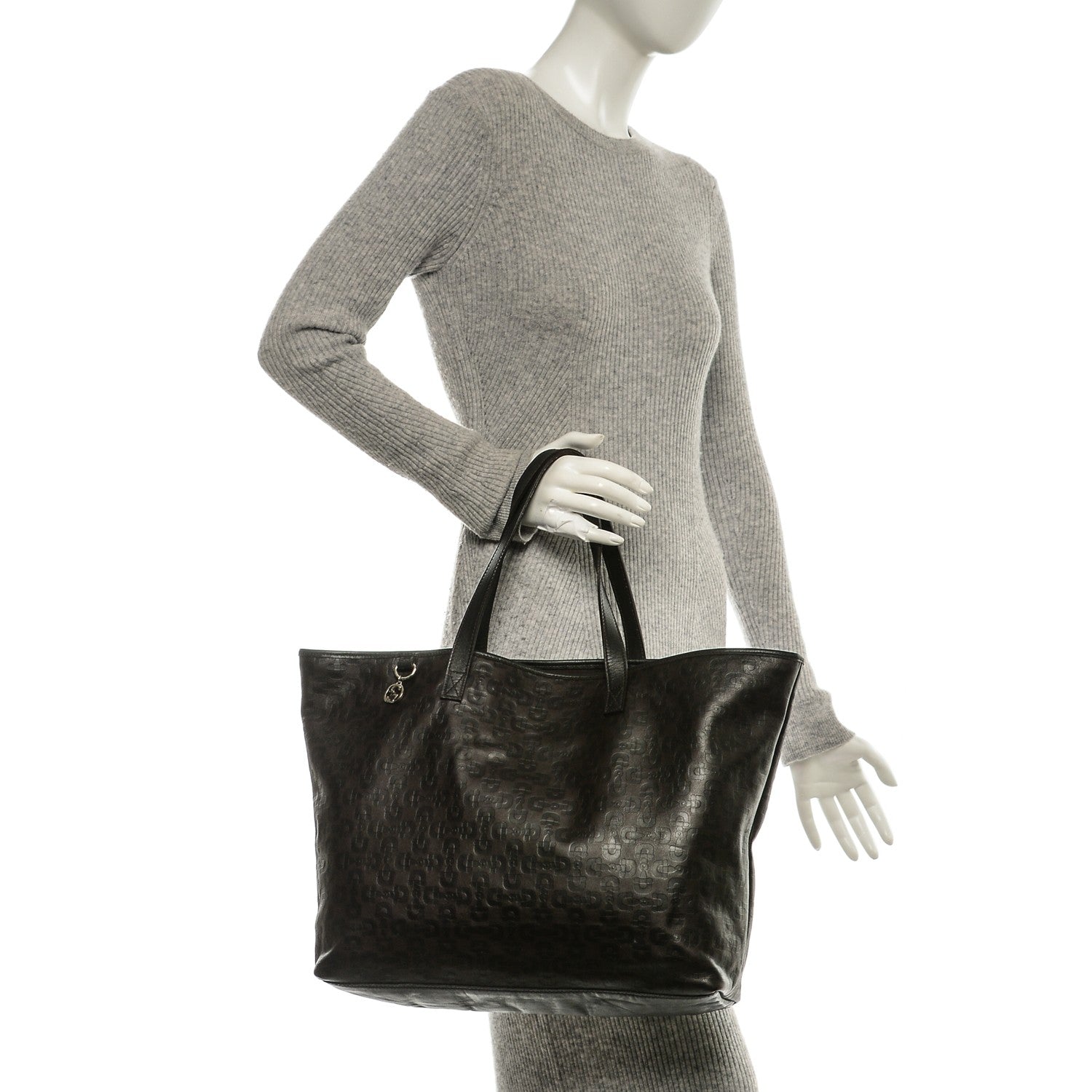 Gucci Calfskin Horsebit Embossed Large Tote Dark Brown 2 of 7