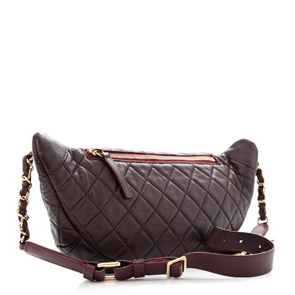 Chanel Calfskin Quilted Banane Waist Bag Fanny Pack Burgundy 3 of 13