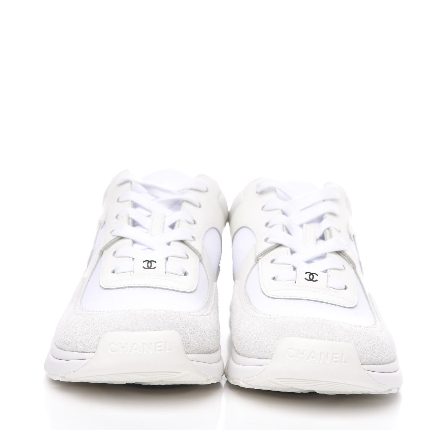 Suede Calfskin Fabric CC Sneakers 38.5 White