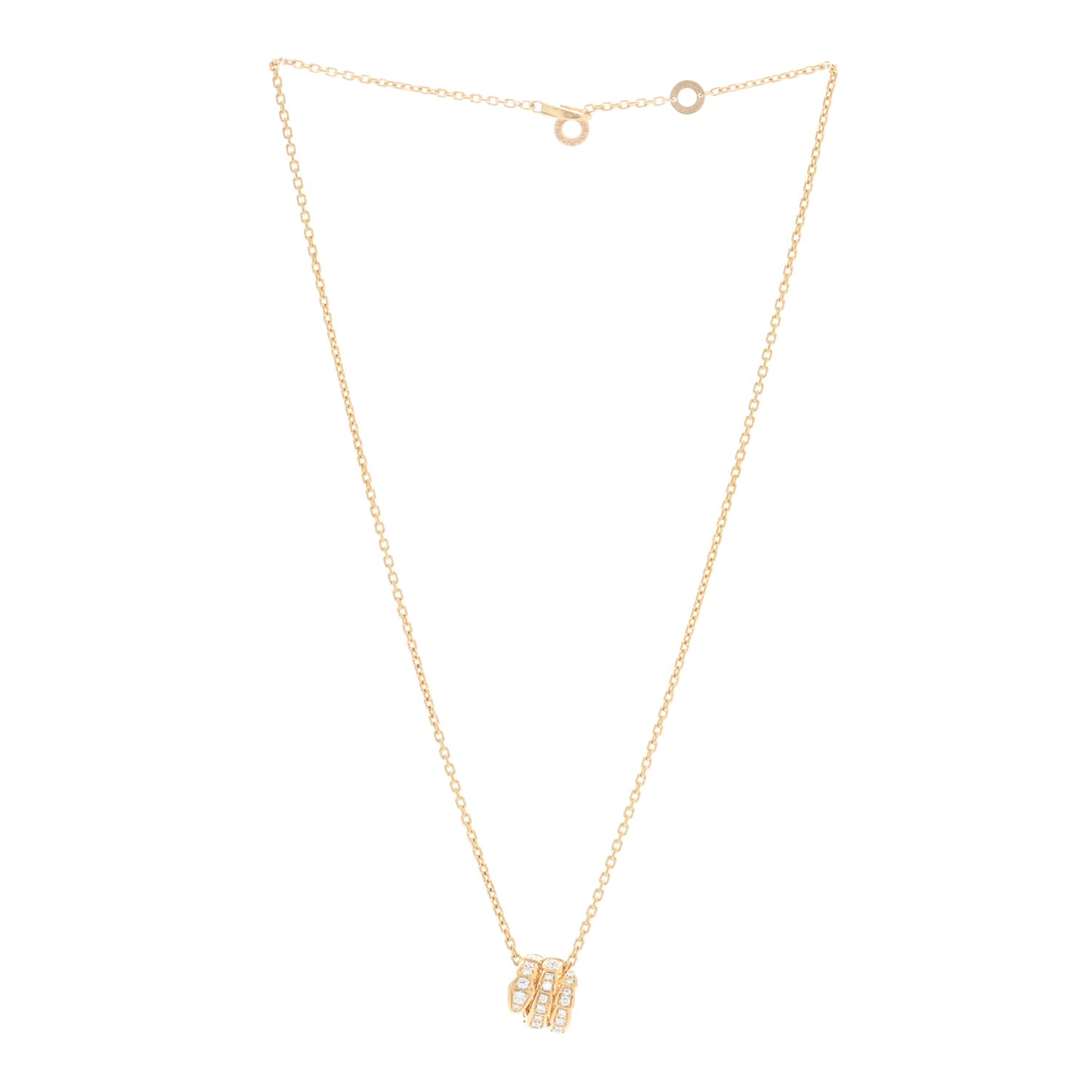18K Yellow Gold Diamond Serpenti Viper Pave Pendant Necklace