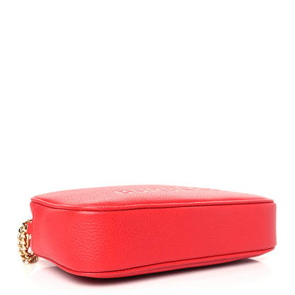 Burberry Calfskin Monogram Embossed Elongated Camera Bag Red 4 of 8