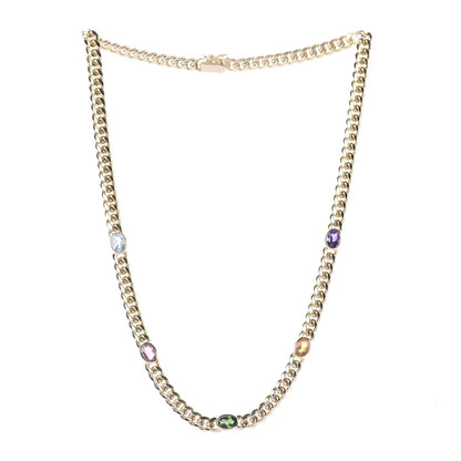Tiffany 18K Yellow Gold Amethyst Citrine Tourmaline Aquamarine Link Chain Necklace 3 of 5