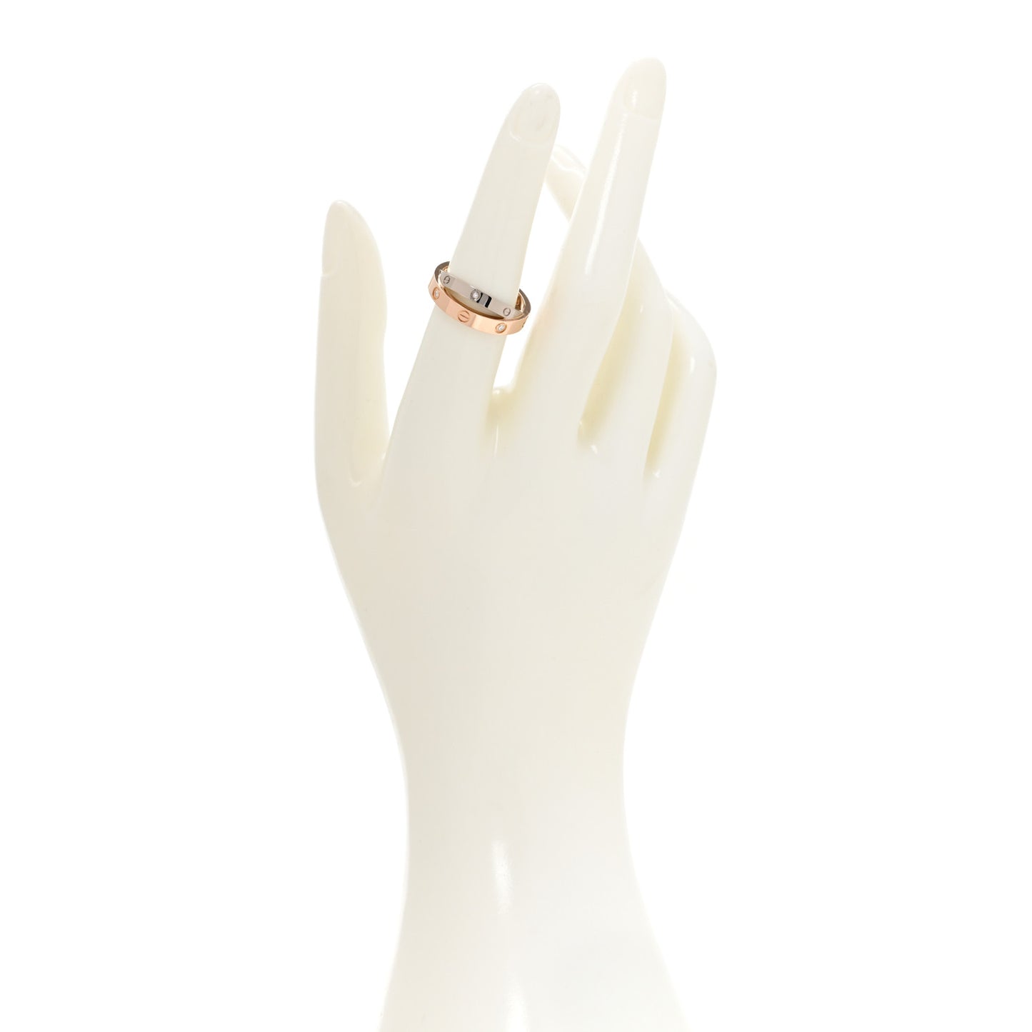 18K Pink White Gold 6 Diamond LOVE Ring 53 6.25