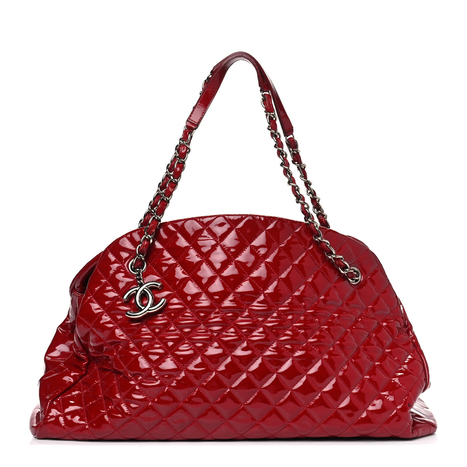 Chanel Patent Quilted Large Just Mademoiselle Bowling Bag Red 1 of 12