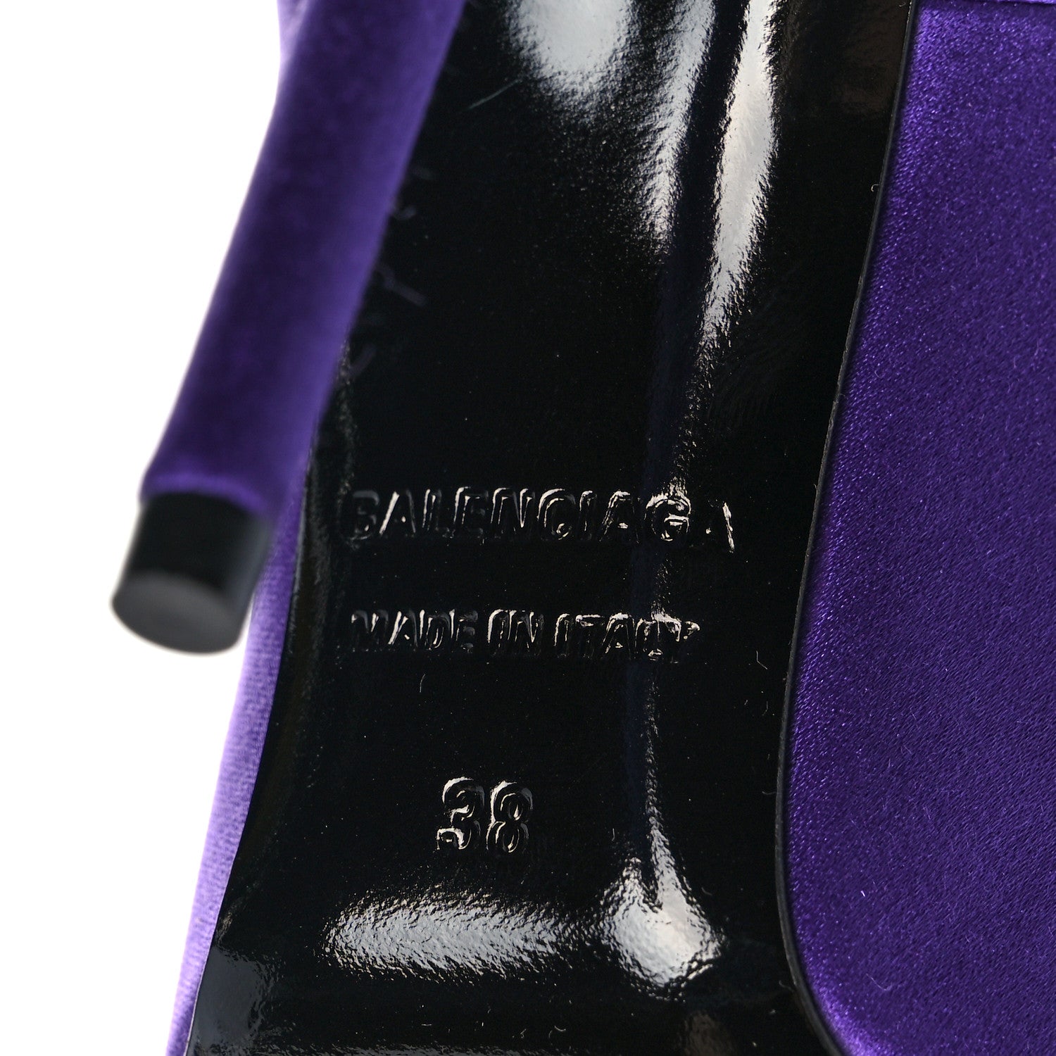 Balenciaga Satin Knife Pointed Pumps 38 Violet 6 of 9