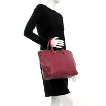 Burberry Heritage Grain Check Embossed Medium Dewsbury Tote Dark Plum 3 of 9