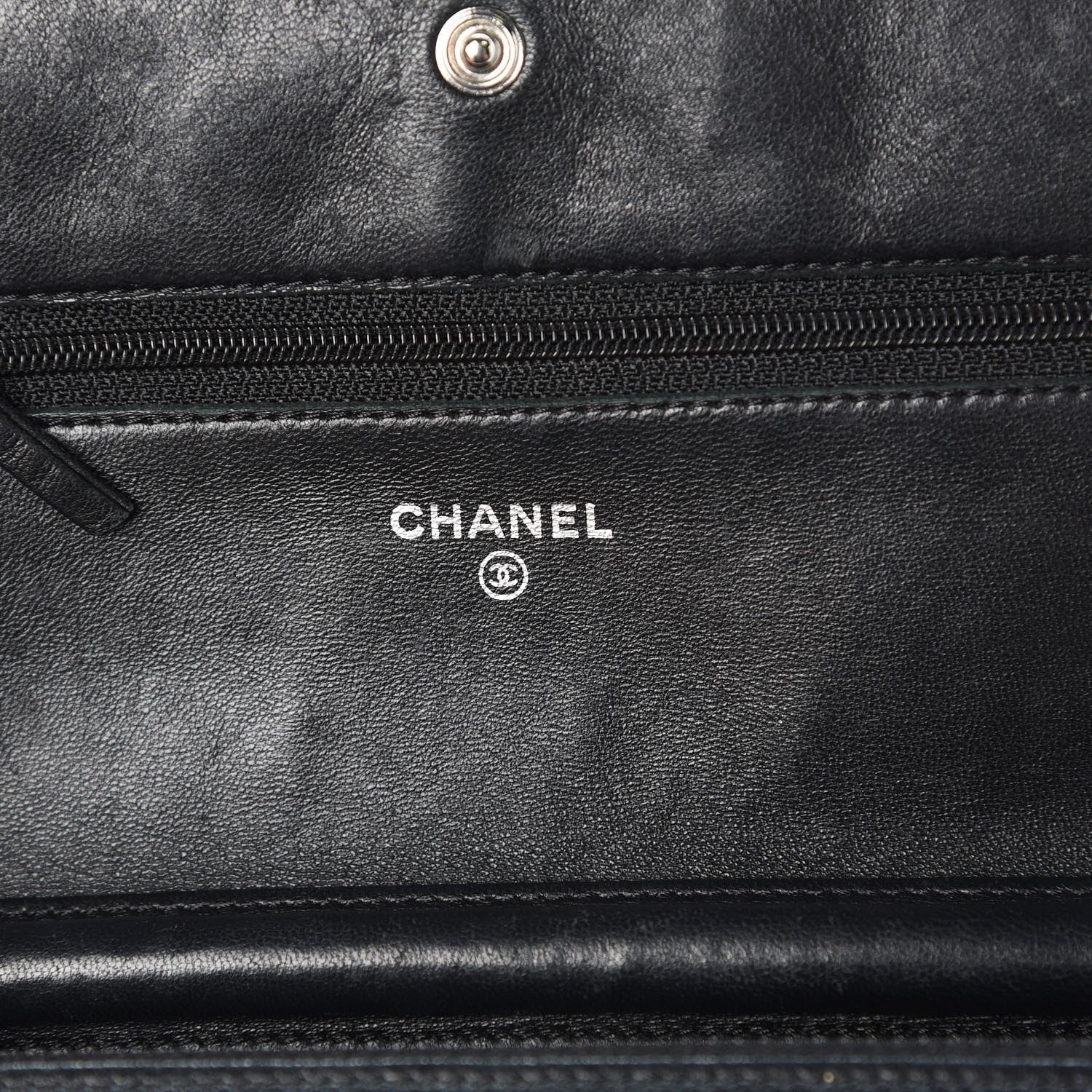 Chanel Lambskin Camellia Embossed Wallet On Chain WOC Black 6 of 11