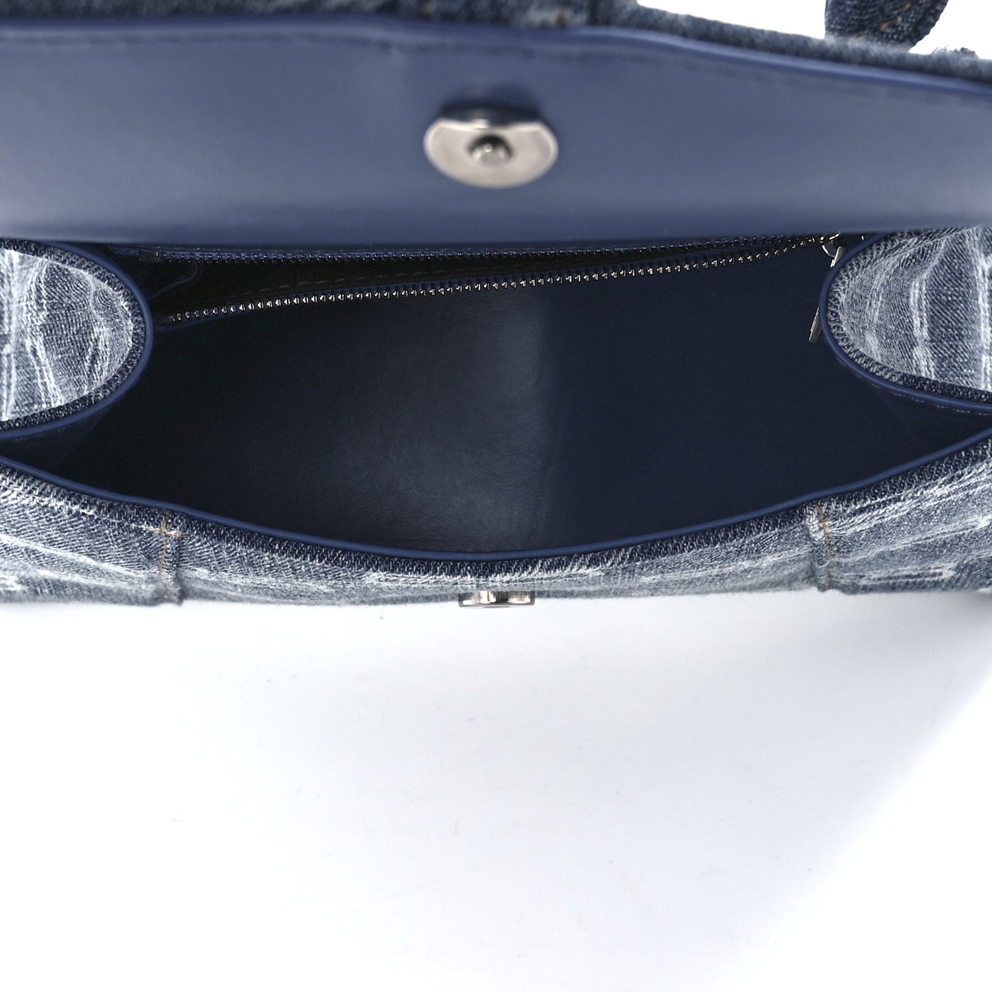 Denim BB Monogram Small Hourglass Top Handle Bag Blue