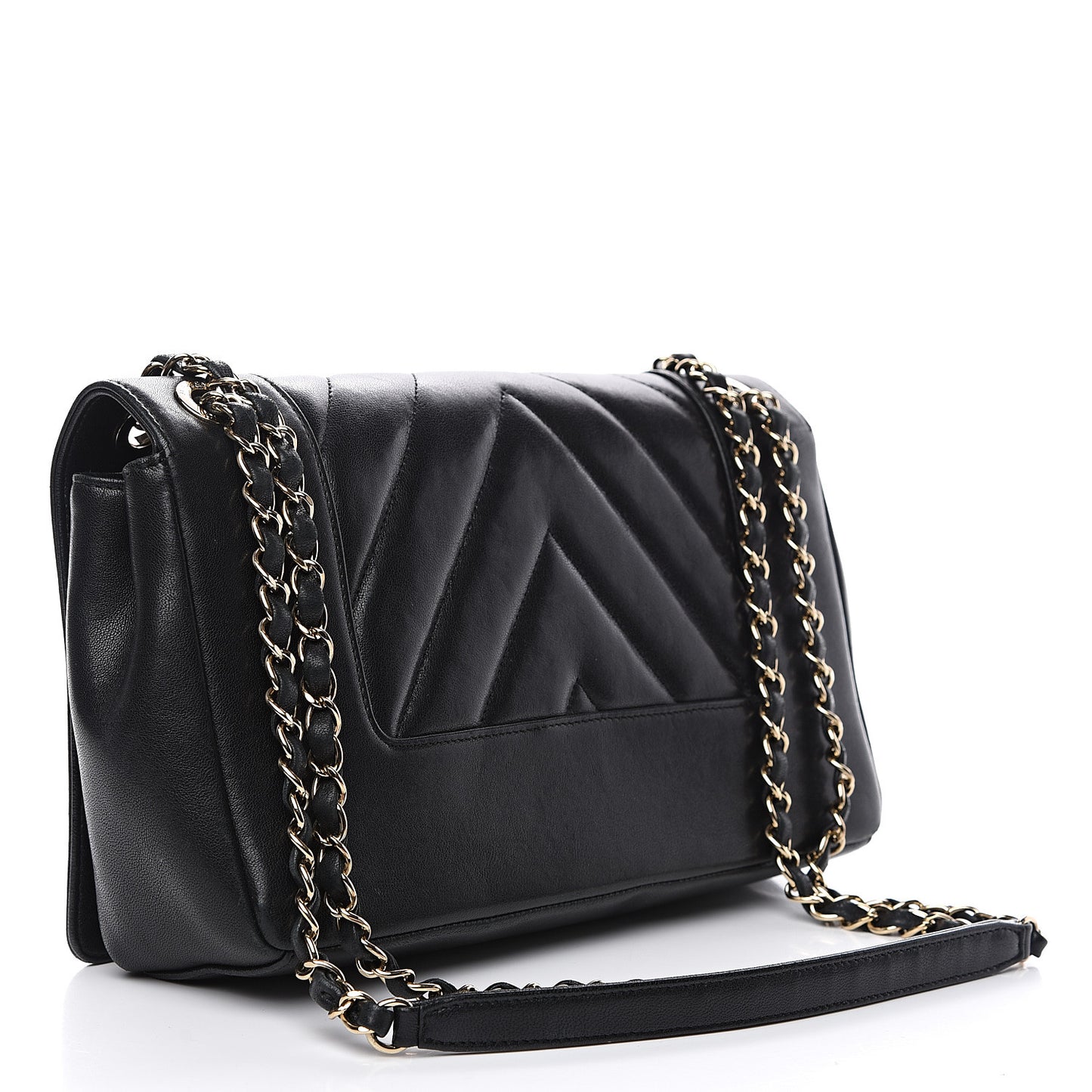Sheepskin Chevron Quilted Vintage Mademoiselle Flap Black