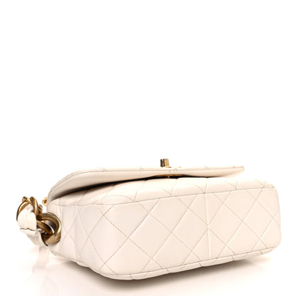 Chanel Lambskin Quilted CC Chain Flap Bag White 4 of 14