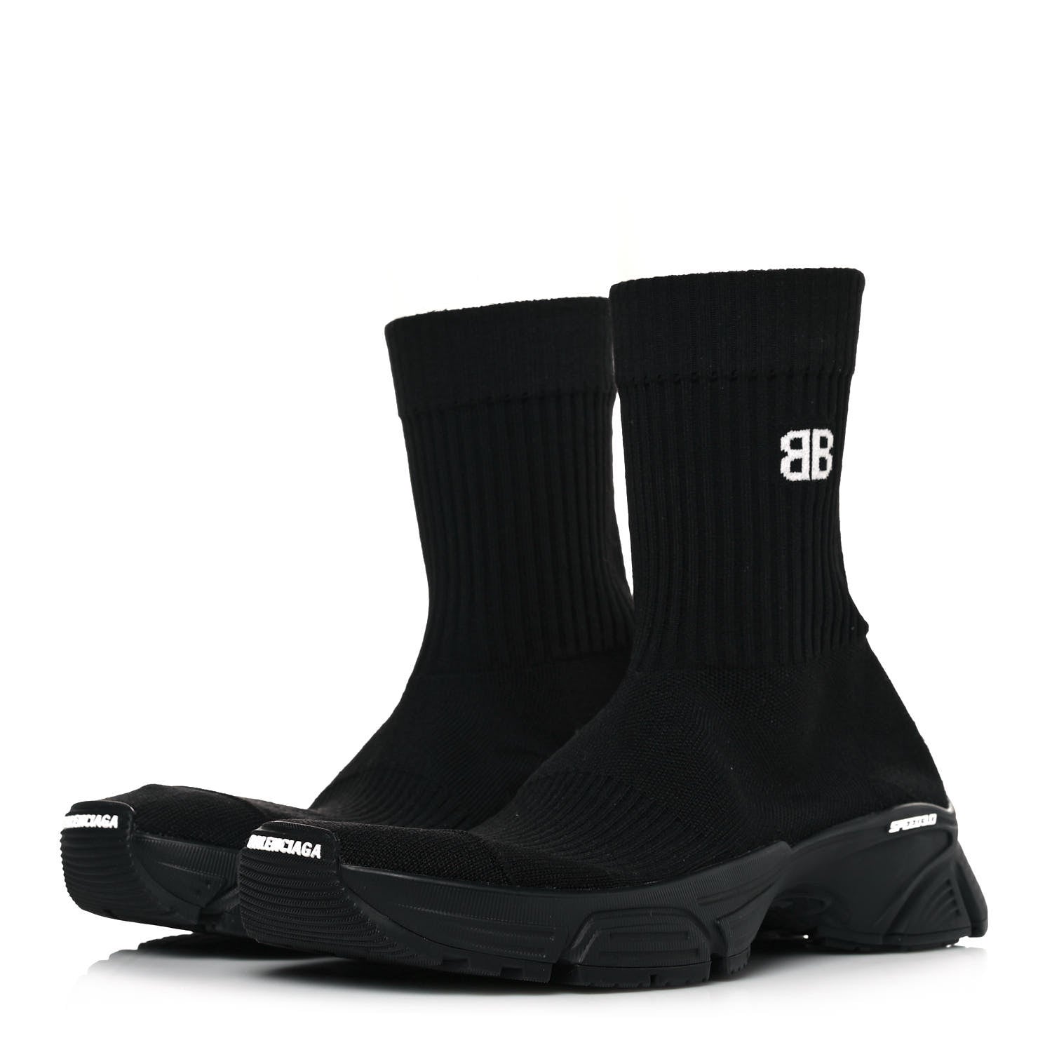 Balenciaga Technical Ribbed 3D Recycled Knit Womens Speed 3.0 Sneakers 37 Monocolor Black 3 of 7