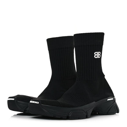 Balenciaga Technical Ribbed 3D Recycled Knit Womens Speed 3.0 Sneakers 37 Monocolor Black 3 of 7