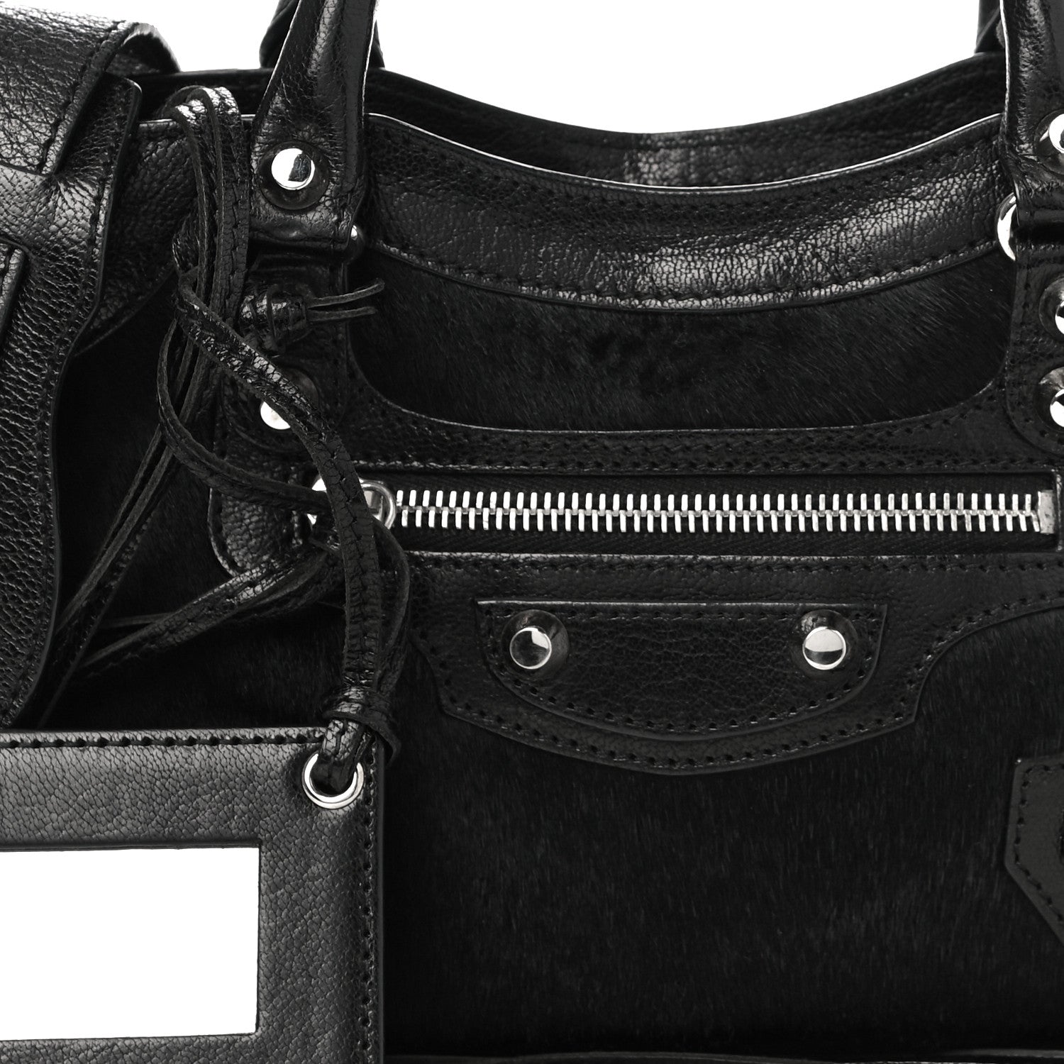 Balenciaga Chevre Pony Hair Silver Classic Hardware Mini City Black 9 of 15
