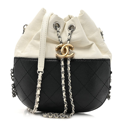 Chanel Aged Calfskin Quilted Small Gabrielle Bucket White Black 1 of 10