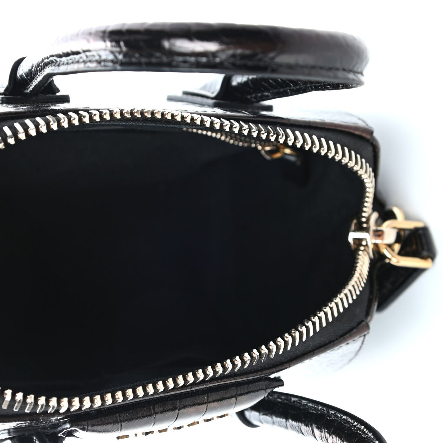 Calfskin Crocodile Embossed Mini Antigona Black