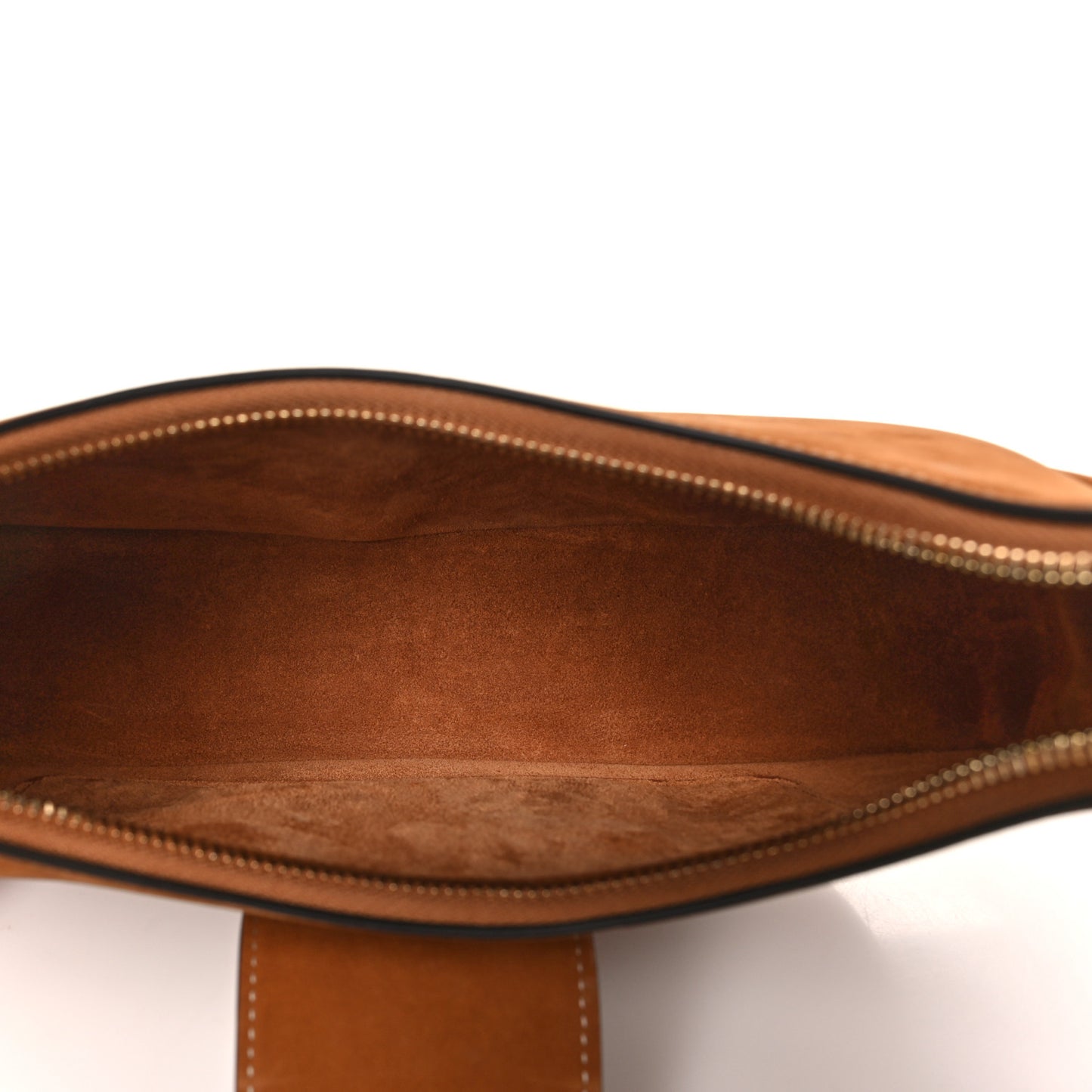Suede Medium Strap Ava Triomphe Shoulder Bag Camel