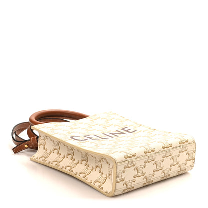 Celine Triomphe Canvas Calfskin Mini Vertical Cabas White 4 of 9