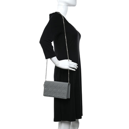 Christian Dior Patent Cannage Lady Dior Convertible Clutch Grey 2 of 10
