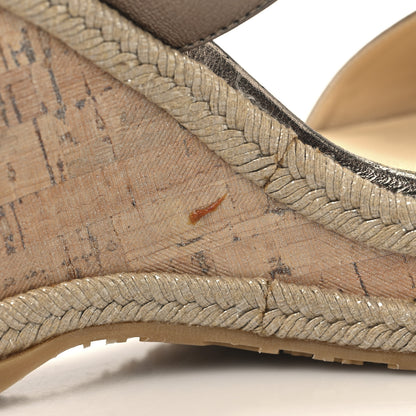 Jimmy Choo Metallic Calfskin Cork Wedge Sandals 36 Bronze 9 of 10