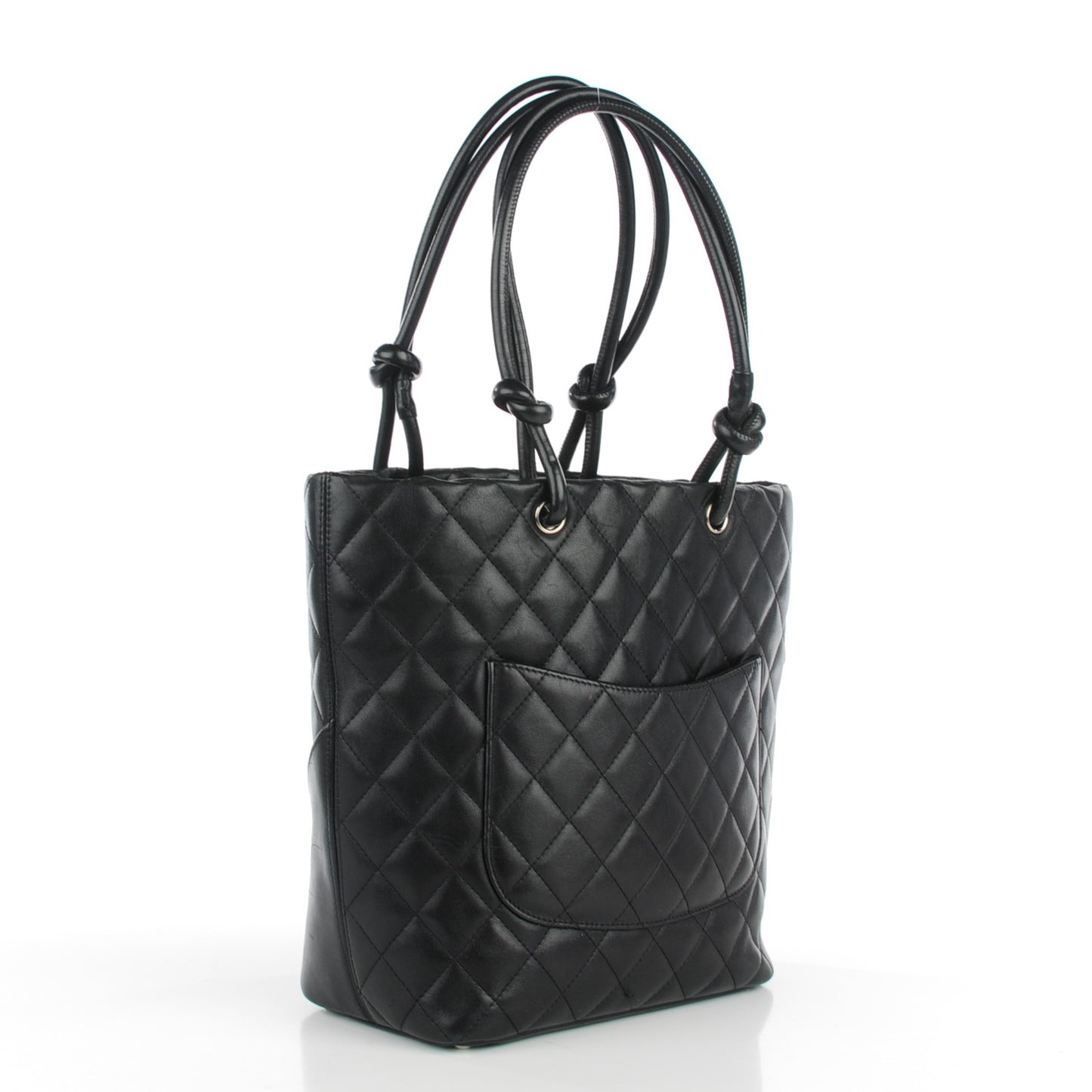Calfskin Quilted Small Cambon Tote Black White