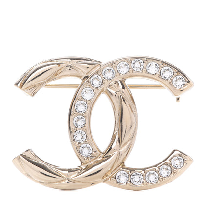 Chanel Crystal CC Brooch Light Gold 1 of 5