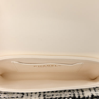 Chanel Tweed Lambskin Quilted Mini Top Handle Flap White Black 6 of 11