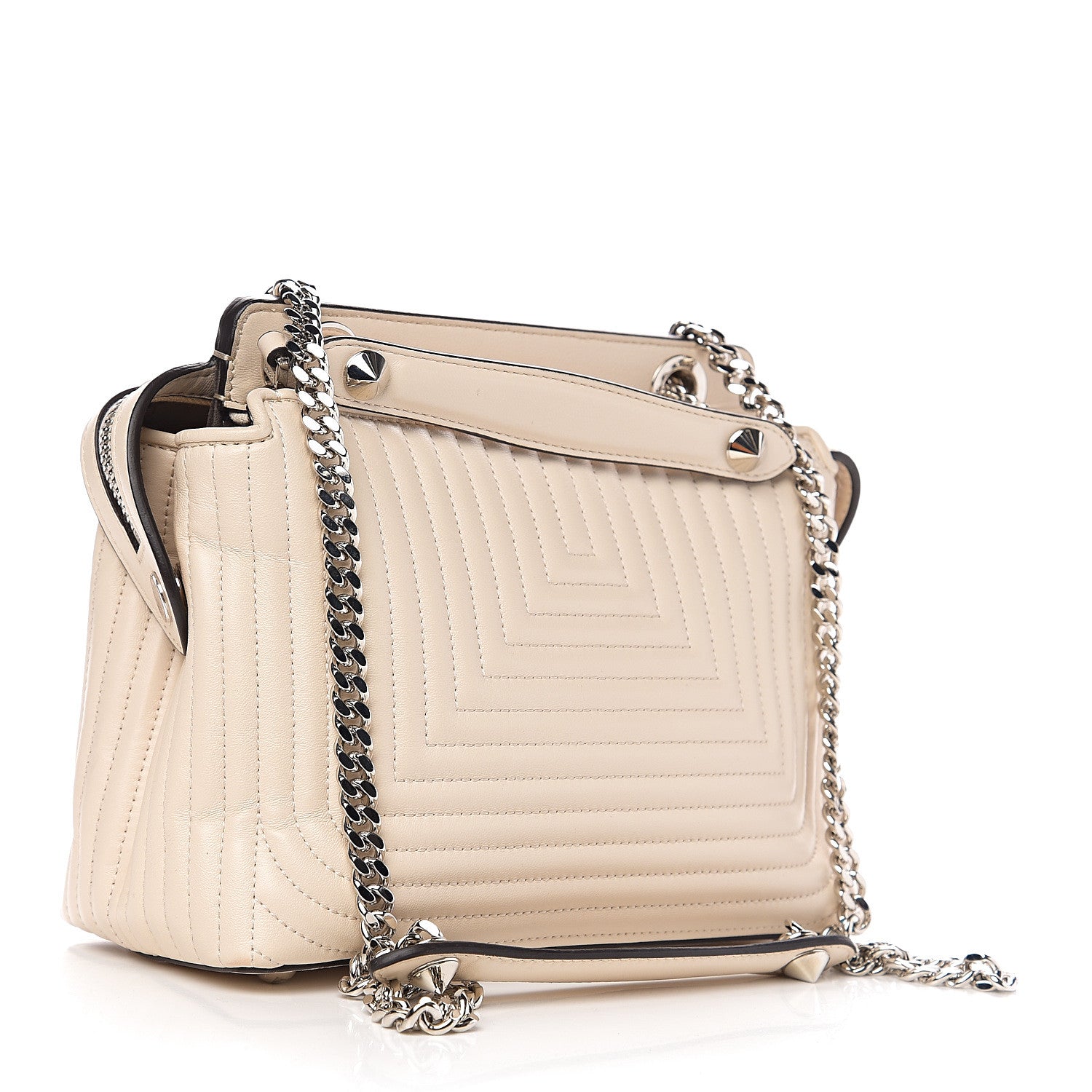 Fendi Shiny Nappa Trapuntata Small DotCom Click Chain Satchel Camelia 2 of 10