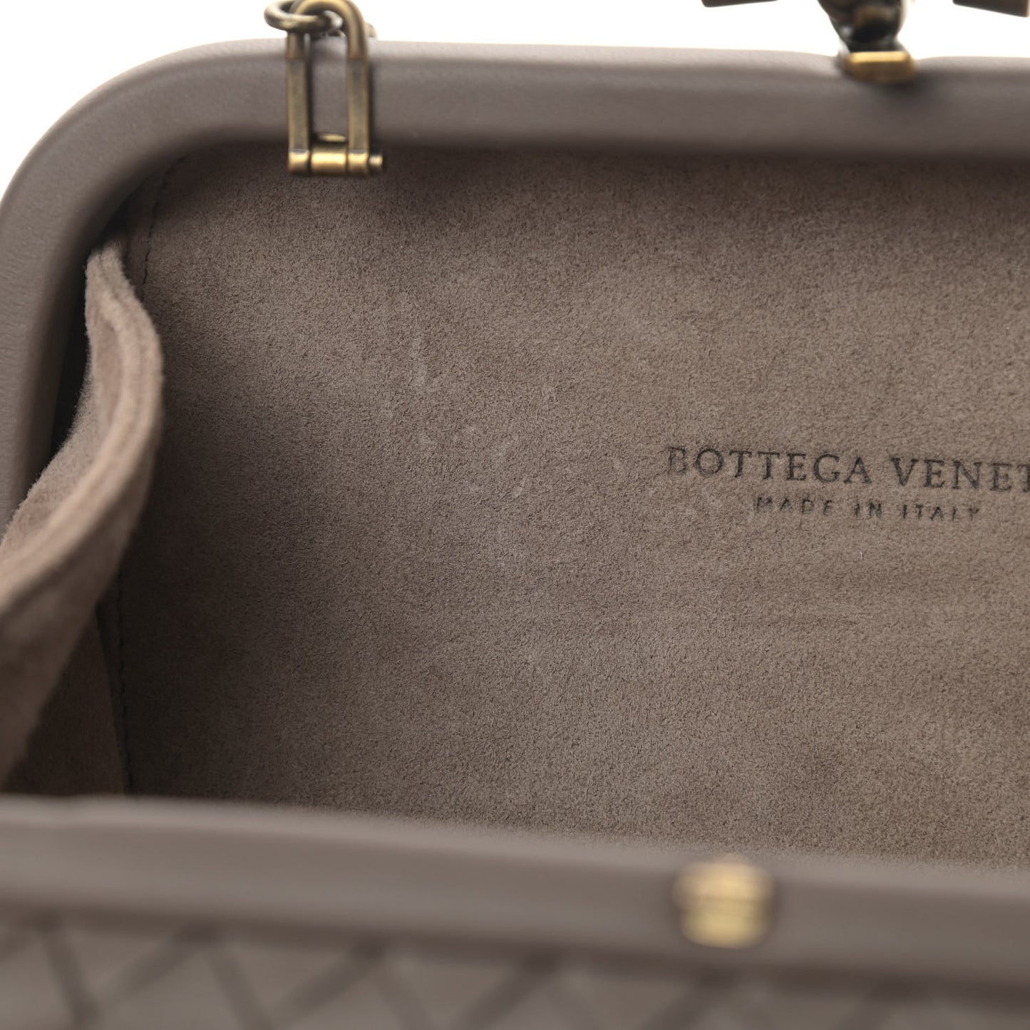 Nappa Intrecciato Chain Knot Clutch Steel