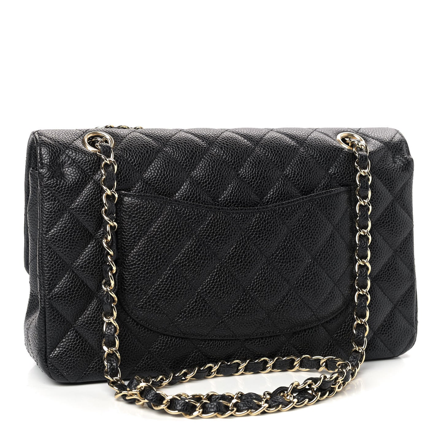 Caviar Quilted Medium Double Flap Black
