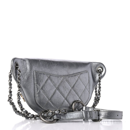 Chanel Metallic Crumpled Calfskin Chain 20s Signe Waist Bag Silver 2 of 4