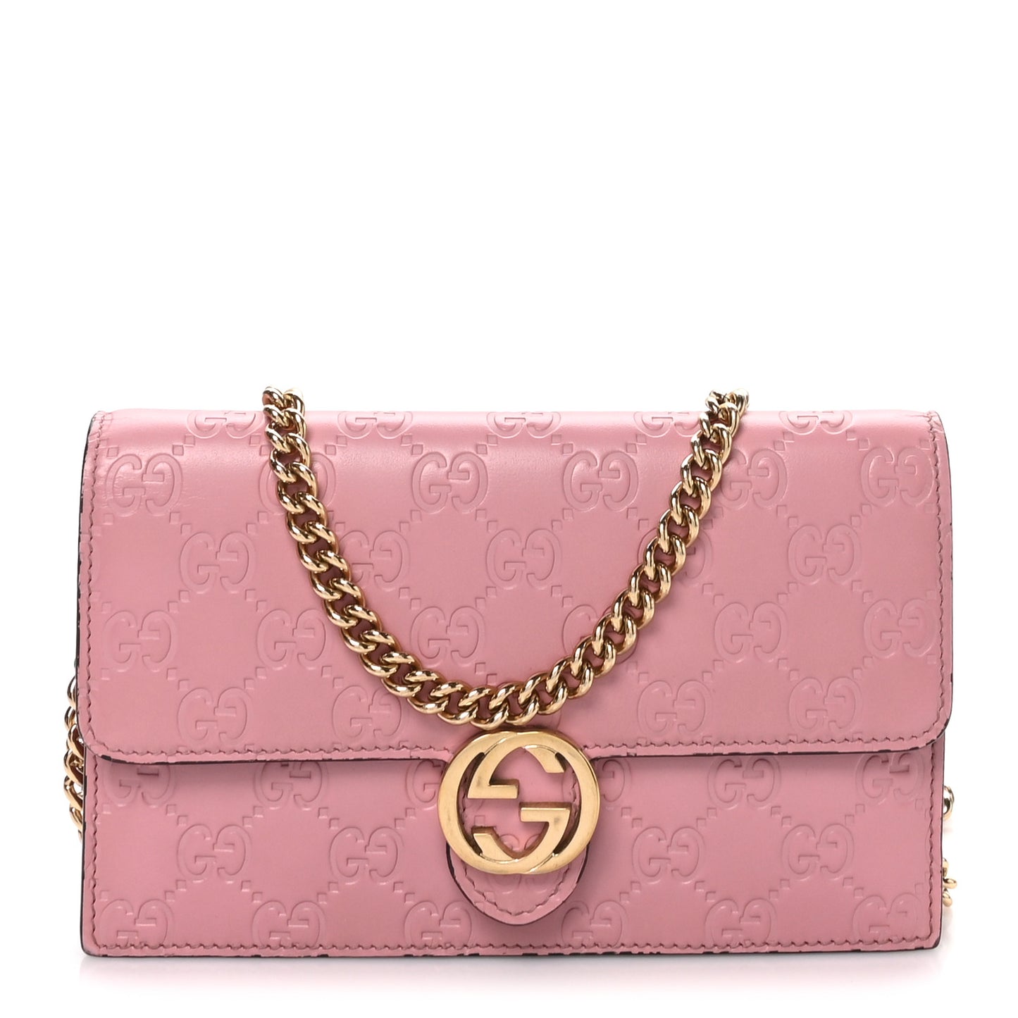 Guccissima Icon Chain Wallet Carmine Rose