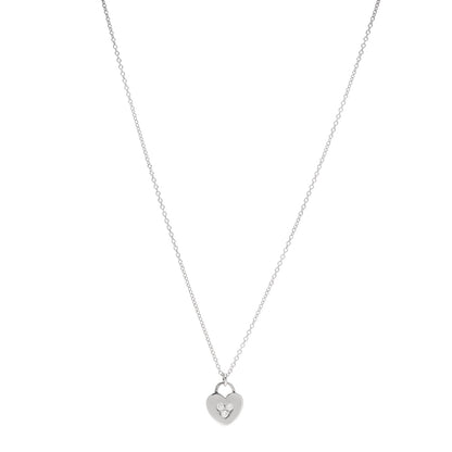 Tiffany 18K White Gold Diamond Heart Lock Pendant Necklace 1 of 6