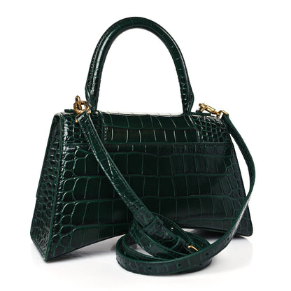Balenciaga Shiny Calfskin Crocodile Embossed Small Hourglass Top Handle Bag Forest Green 3 of 9